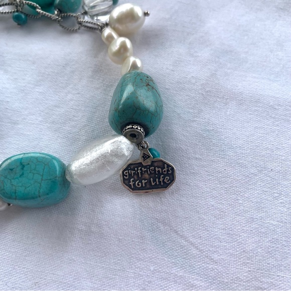 Silpada Turquoise and Pearl Stretch Bracelet - Picture 2 of 3